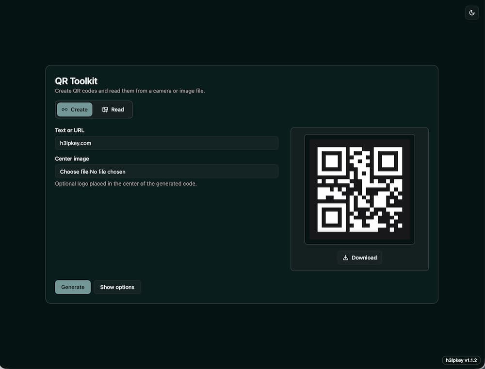 Quar QR generator screenshot